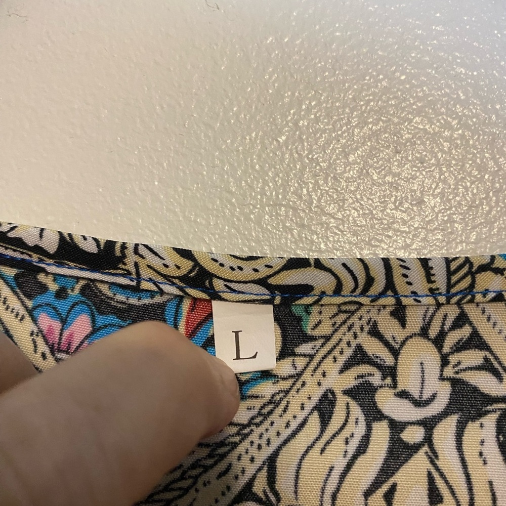 SHEIN Blue and Orange Tiered Ruffled Long Sleeve Dress - Picture 3 of 8